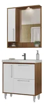 Comprar Mueble De Baño Completo - Botiquin Espejo Y Pileta - Quadri Cantidad de agujeros para grifería Un agujero Color de la bacha Blanco Color del mueble Castaño con blanco