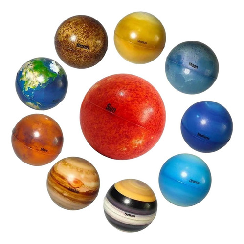 Bola Planeta Sistema Solar, Esponja Planeta 10 Peças Bolas