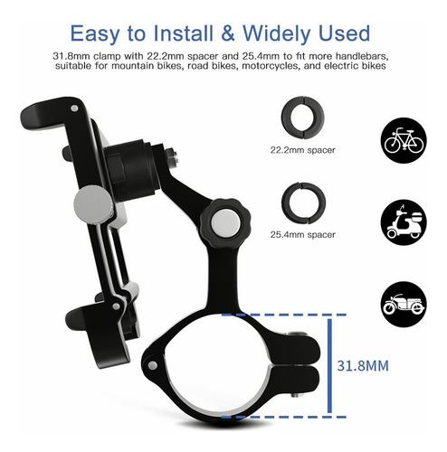 Soporte For Teléfono De Bicicleta De Aluminio Con Rotación
