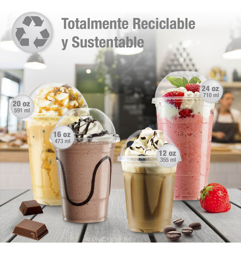 50 Vasos Desechables Plástico 12 Oz Transparentes Con Tapa Tipo Domo Reutilizables Para Bebidas Frías Café Smoothie Eventos Fiesta Restaurante Delivery Resistente Y Práctico
