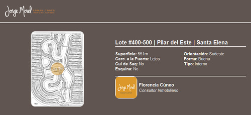 Lote Interno #400-500 - Pilar Del Este - Santa Elena - 551m2 #id 8798