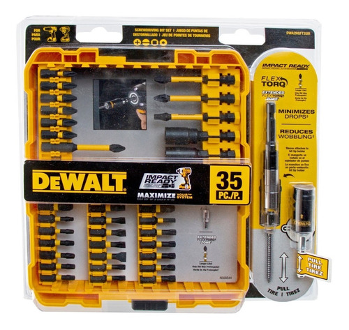 Juego Puntas De Impacto Dewalt 35 Pzas Adaptador Imantado