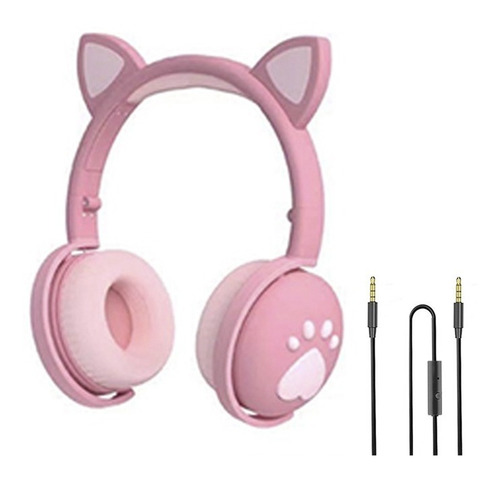 Auriculares Bluetooth Oreja Gato Rgb Limitador Volumen Niños