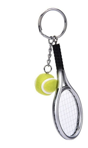 Llavero Mini Raqueta Y Pelota Tenis Metalico Deporte Escala