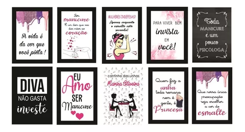 Quadros Salão Beleza Diva Motivação Frases 3 Peças 20x28cm