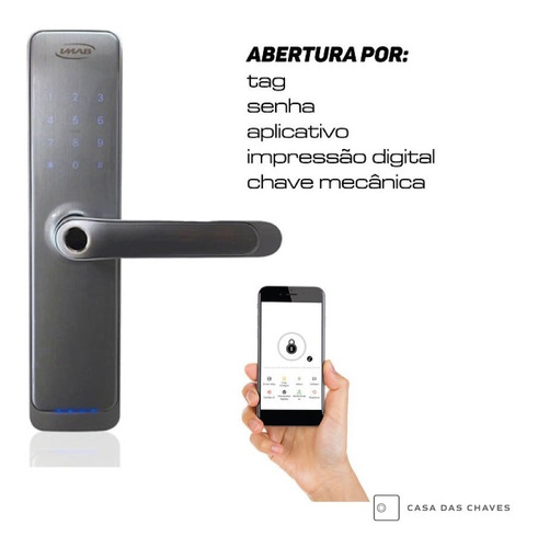 Fechadura Digital Imab Geko D200 Prata Com Maçaneta