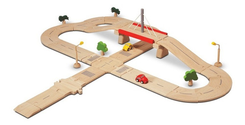 Autopista Deluxe De Madera Con Autos Juguete Niños Plantoys