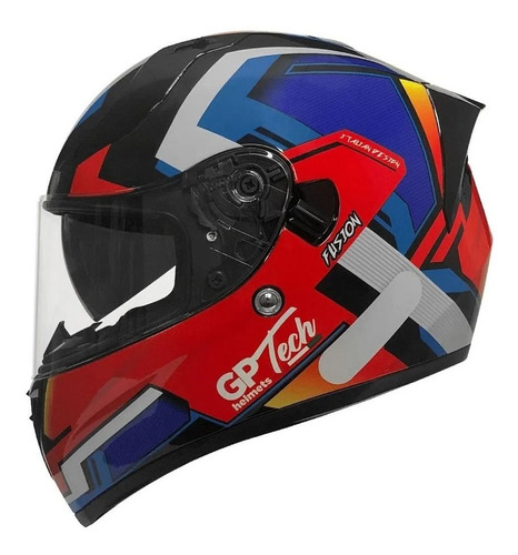 Capacete Moto Gp Tech V128 Fusion Sv Vermelho/azul/branco