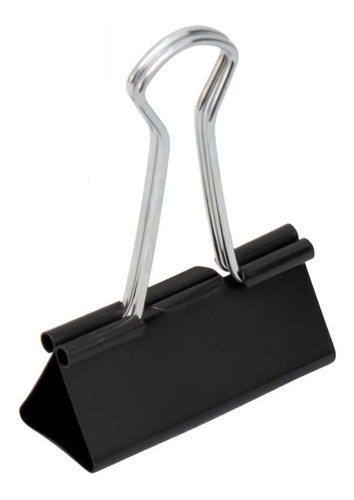 Prendedor De Papel Binder Clip 41mm Pote Com 24 Peças Metal Cor Preto