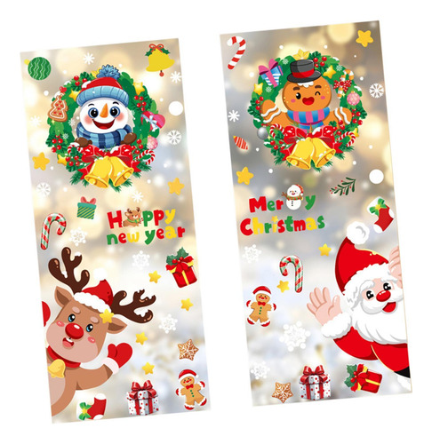 2 X 4x Adhesivos Navideños Para Ventanas, Decoraciones