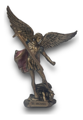 San Miguel Arcángel Figura Terminado Bronce Detallada