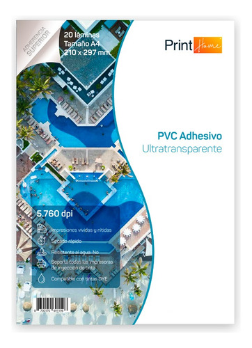 Papel Pvc Adhesivo Imprimible A4x20hj Ultratransparente