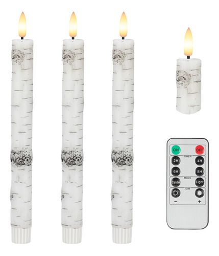 Paquete De 3 Velas Led De Cera Real 24.4 Cm Con Control Remo