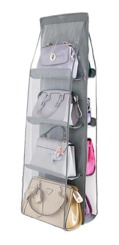 Organizador Colgante De Bolsas Gris Negro Con 8compartimento