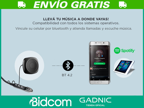 Auriculares Bluetooth 4.2 Gadnic Para Casco Con Micrófono