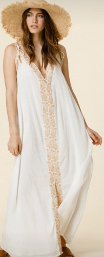 Vestido Maxi Largo Bordado Hippie Chic Boho Tipo Rapsodia