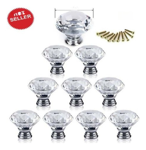 10pcs Diamante Cristal Puerta Perilla Tire Cajón Cocina Gabi