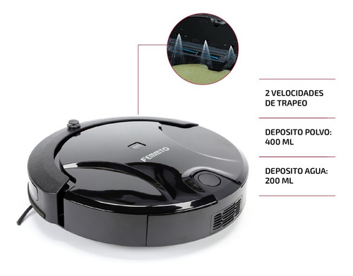 Imagen 4 de 10 de Aspiradora Robot Limpia Pisos Trapeadora Inteligente Femmto