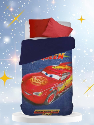 Combo Sabana Mas Frazada Cordero Piñata 1 1/2 P Tye Azul Cars