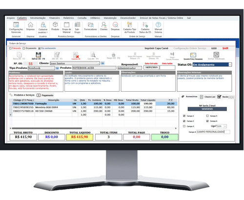 Sistema Completo Assistência Técnica Com Os, Vendas, Estoque