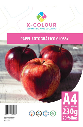 Imagem 1 de 1 de Papel Foto Glossy A4 230g/m2 Cx 2000 Folhas X-colour