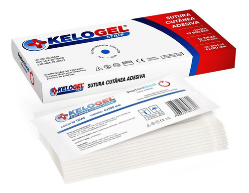 Kelogel Strip Sutura Cutânea Adesiva Com 100 Tiras 6mmx100mm