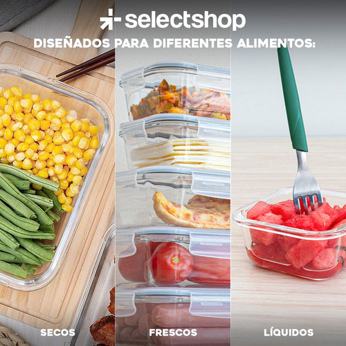 Set 12 Contenedores 24pzs Tóper De Vidrio Hermético Con Tapa Selectshop