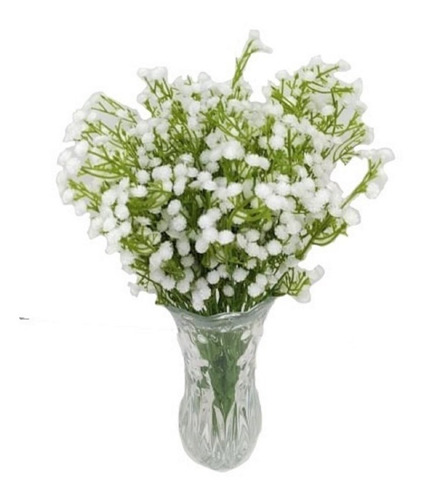 5 Galhos Flor Mosquitinhos Artificiais Branca Arranjo Enfeit