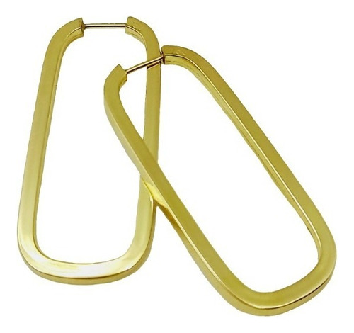 Brincos Argola Retangular Fio 2mm.em Ouro 18k-750 Cor Dourado