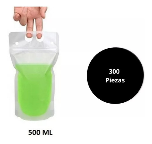 300 Bolsa Stand Up Pouch Para Bebidas Con Cierre 500 Ml