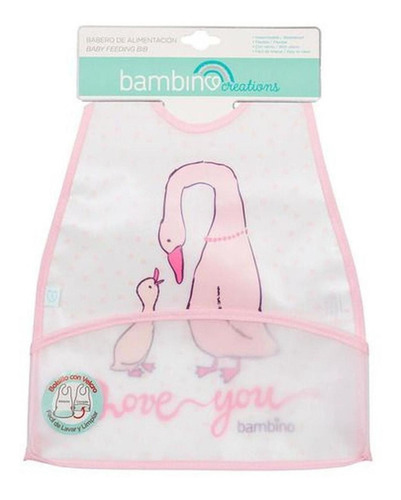 Babero Plástico Bambino Niña Patos Rosa