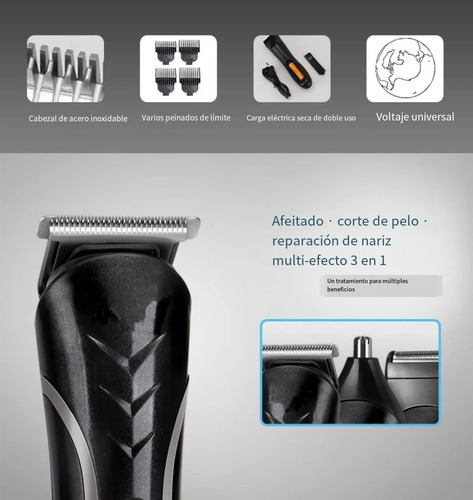Rasuradora Maquina Afeitadora De Barba Y Cabello Kaiwei C555 Negro