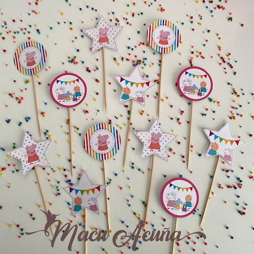 Guirnalda Papel Banderin Feliz Cumple + Peppa Pig X8 Figuras