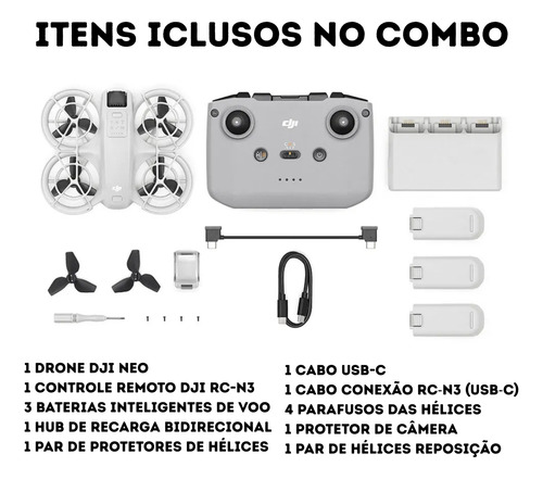 Drone Dji Neo Fly More Combo Dji051 Homologado Anatel Cinza