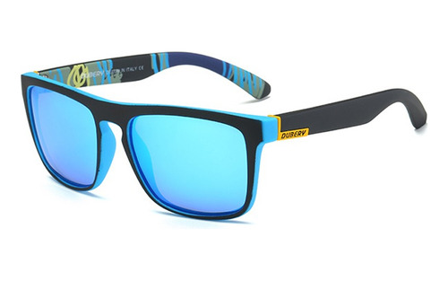 Óculos De Sol Masculino Dubery Polarizado Uv400 + Case Lente Azul Desenho D731