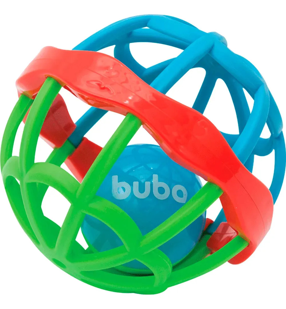 Brinquedo Ball para Bebês Cute Colors Chocalho Azul Verde e Vermelho Buba 11851