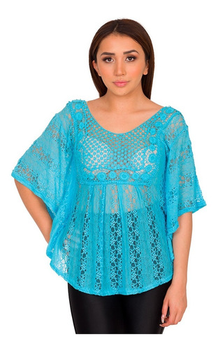 Blusa Ensamble Transparente Ligero Moda Mujer V606