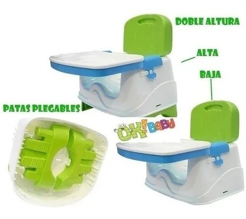 Silla De Comer Booster Plegable Portátil Bebè Nombre Del Diseño Verde