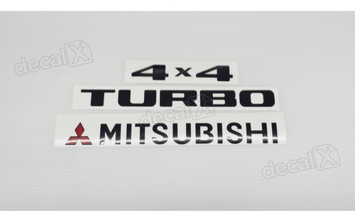 Kit Emblema Adesivo Mitsubishi L200 4x4 Turbo Mt001