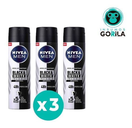 Desodorante Nivea Black & White Invisible Pack De 3 Unidades