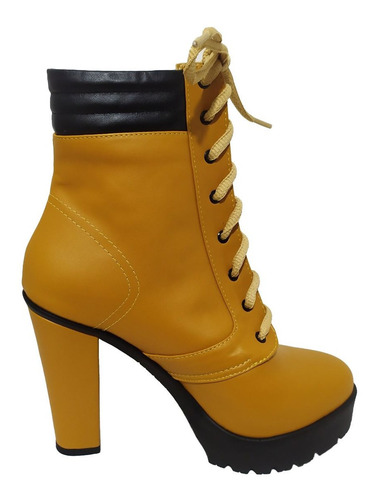 Imagem 3 de 3 de Bota Tratorada Salto Alto Bellatotti Dea Rock Giallo