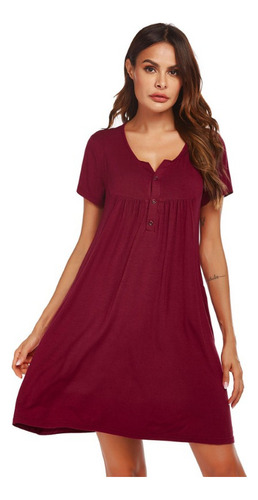 Camisón De Manga Corta Con Cuello En V Modal De Moda