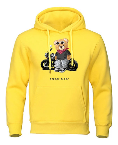 Sudadera Estampada Con Capucha De Motociclo Teddy Bear