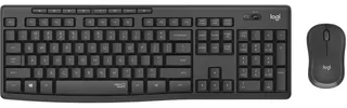 Kit de teclado y mouse inalámbrico Logitech MK295 Español Latinoamérica de color negro