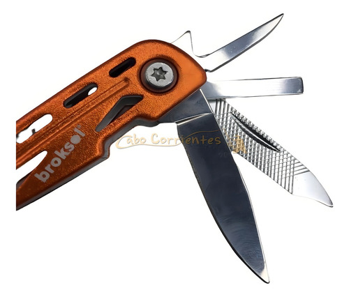Pinza Cortapluma Multiuso Broksol 12 Utilidades Herramienta Color Naranja