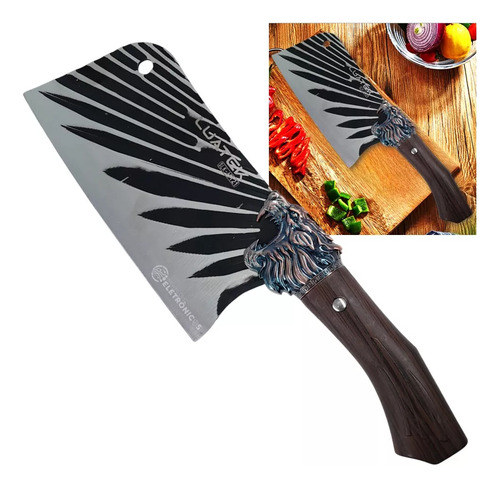 Cutelo Faca Machado Inox Churrasco Grande Osso Carne Cor Prata