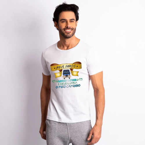 Imagem 3 de 6 de Camiseta Para Caminhoneiro - Meus Faróis Iluminam A Estrada