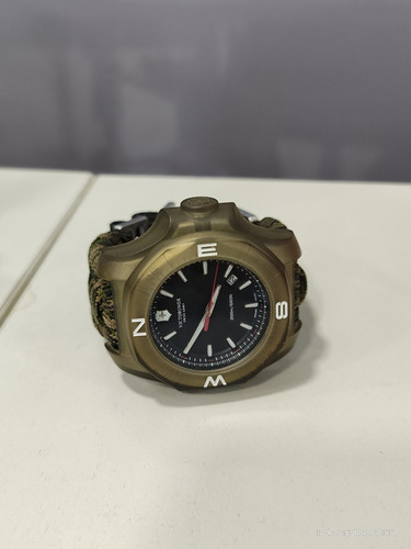 Reloj Victorinox Inox Completo Malla Panacord Bumper Verde Oscuro Plateado Negro (Usado)