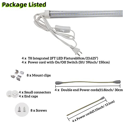 Tubo De Led Integrado Forma De T8, 20 W, 2 Pies, 2600 L...