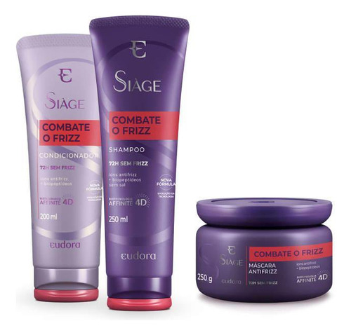  Siàge Combate O Frizz: Shampoo+condicionador+máscara Capilar